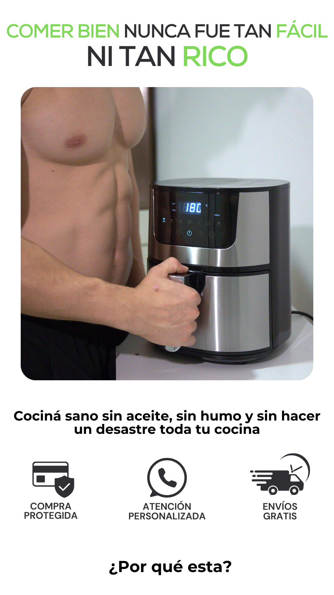 Freidora de Aire Voltra 7 Lts  Cocina Saludable